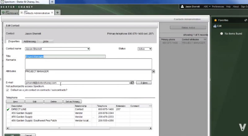 Viewpoint Spectrum Creating and Assigning Contacts